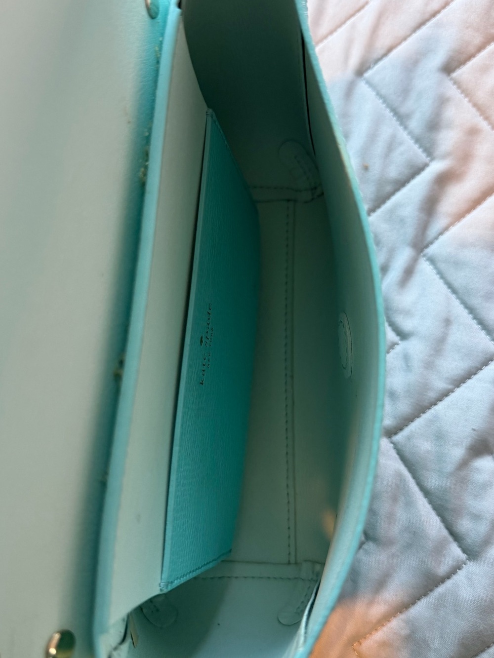 kate spade tiffany blue color pebble leather crossbody with studs - Picture 6 of 8